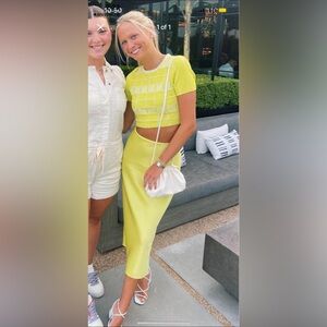 Solid and striped yellow crop top